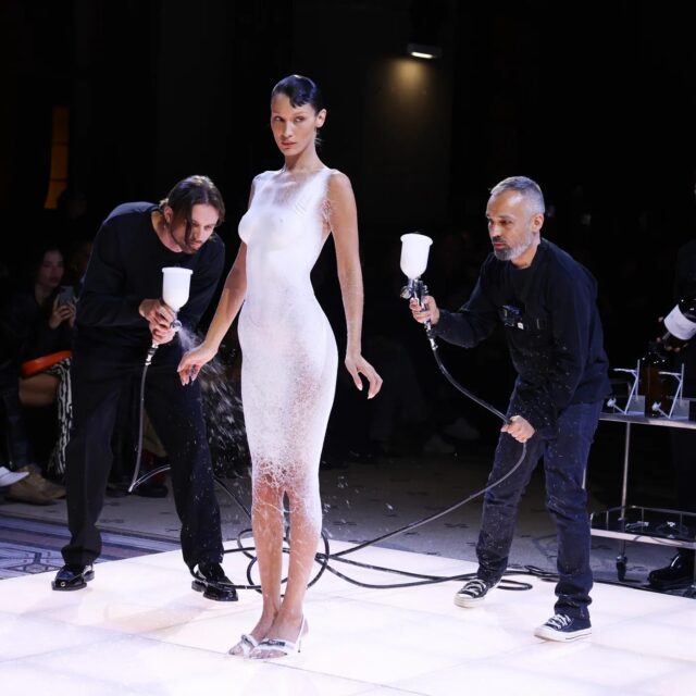 The runway is full of iconic yet shocking moments. Which is your favorite?

Spray on gown - Coperni
Roller blading down the catwalk - Moschino 
Spray paint dress - Alexander McQueen
Realistic model heads - Gucci
Rocket launch to close the show - Chanel