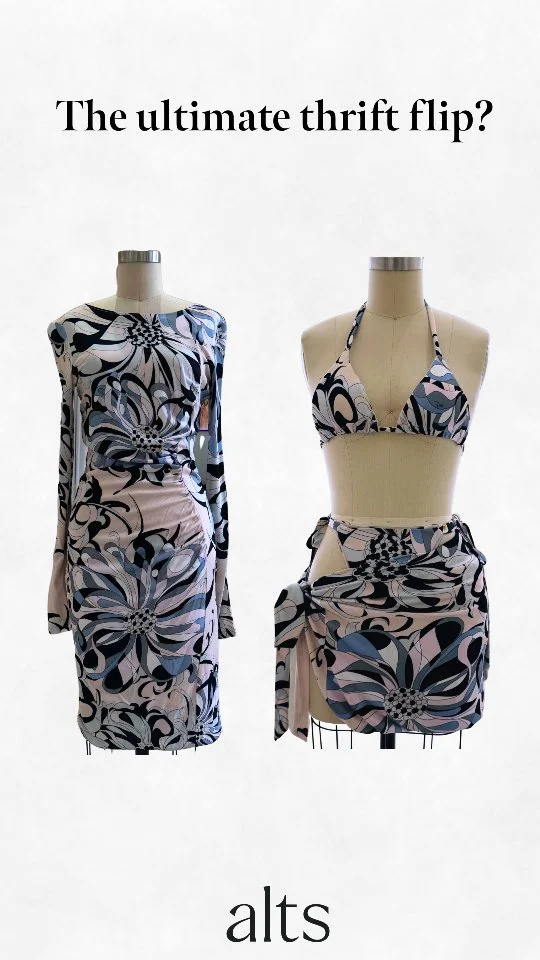 Pucci, poolside? 🍹☀️ Here's proof that your garments deserve a second life. Our master tailor, Bibi, flipped this vintage dress into a custom 3-piece set-just in time for the warmer weather!

#alterations #tailoring  #beforeandafter  #thriftflips  #sustainablefashion